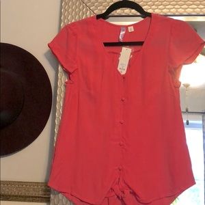 4/$25 Francesca’s pink button down tie top